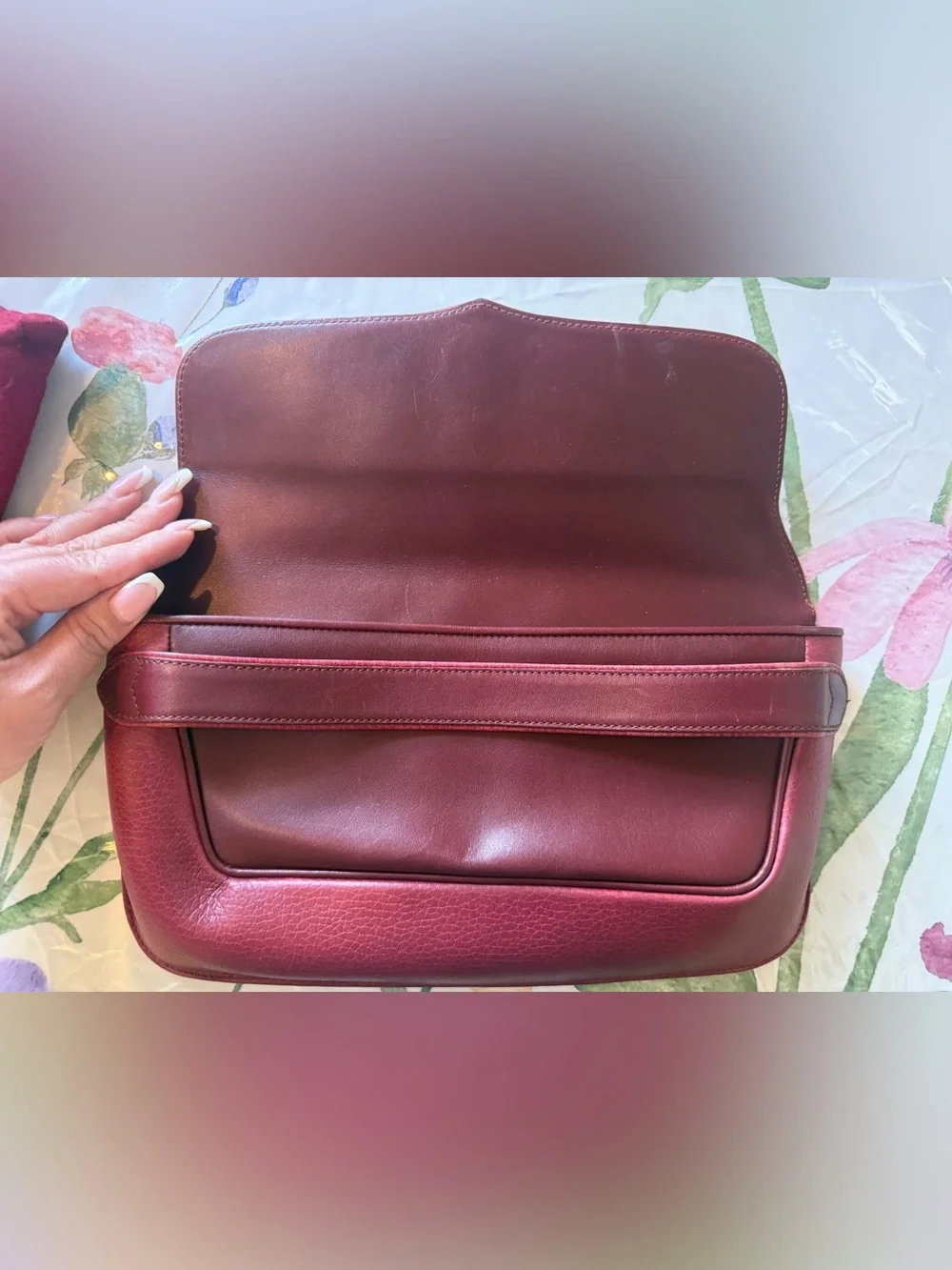 Cartier Maroon Leather Clutch with Gold Logo Oval - Picture 6 of 16